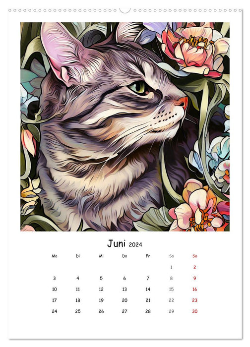 Jugendstil Katzen (CALVENDO Premium Wandkalender 2024)