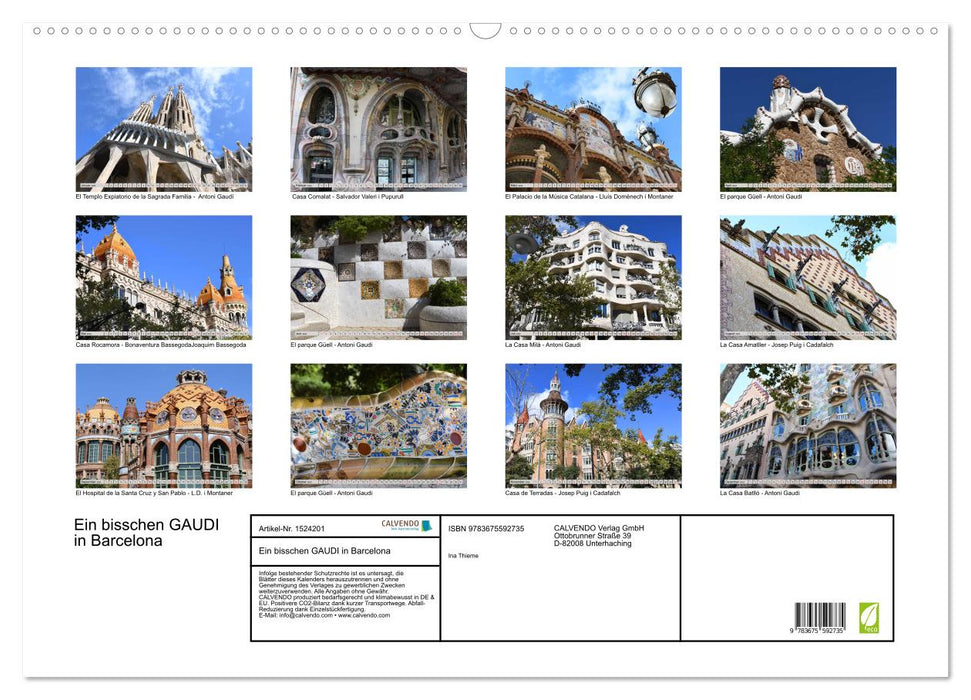 Un peu de GAUDI à Barcelone (calendrier mural CALVENDO 2024) 