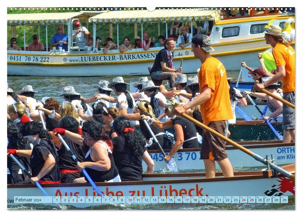 Lübecker Drachenboot Festival – Das sportliche Event im Lübecker Klughafen (CALVENDO Wandkalender 2024)