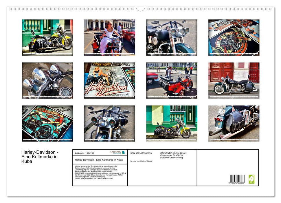 Harley-Davidson - Une marque culte à Cuba (Calendrier mural CALVENDO 2024) 