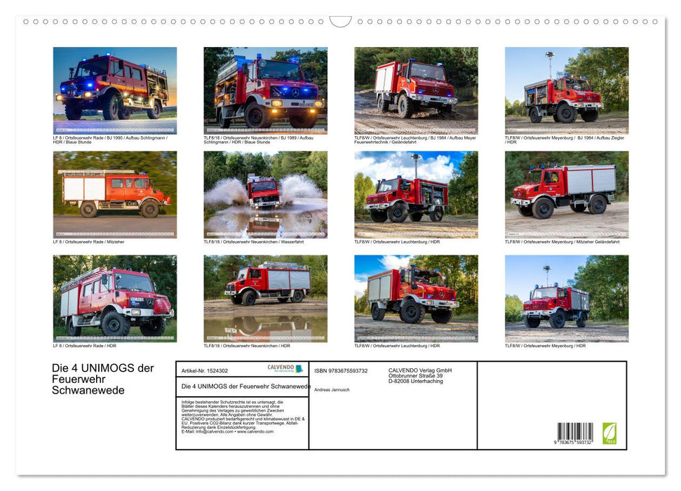 Les 4 UNIMOGS des pompiers de Schwanewede (calendrier mural CALVENDO 2024) 
