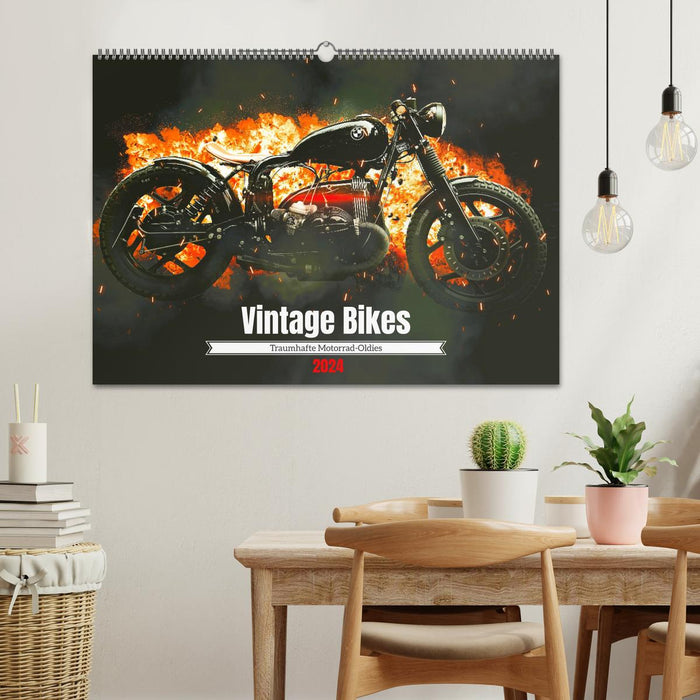 Vintage Bikes. Traumhafte Motorrad-Oldies (CALVENDO Wandkalender 2024)