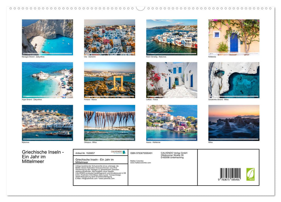 Îles grecques - Une année en Méditerranée (Calendrier mural CALVENDO Premium 2024) 