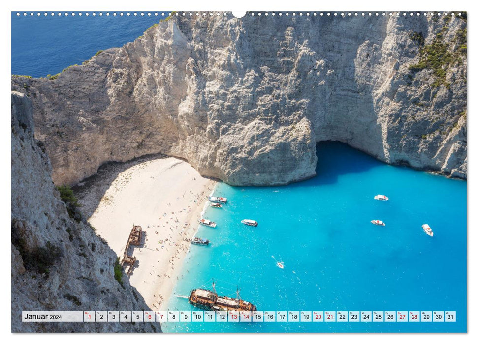 Îles grecques - Une année en Méditerranée (Calendrier mural CALVENDO Premium 2024) 