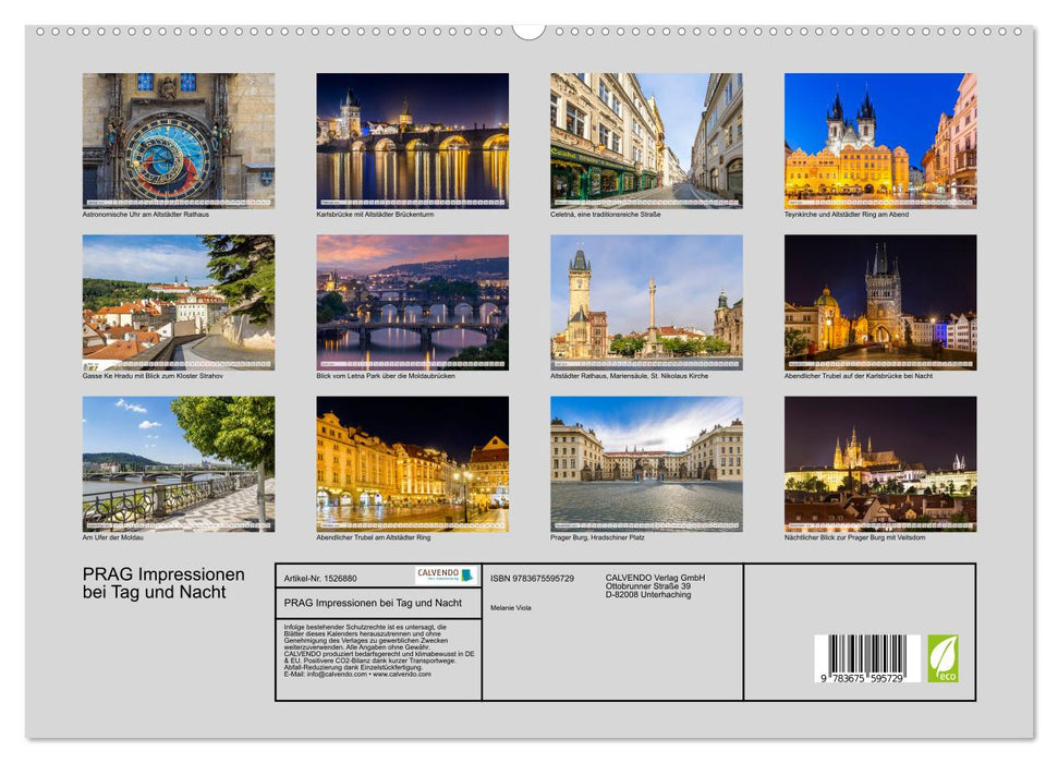 PRAGUE impressions de jour comme de nuit (Calvendo Premium Wall Calendar 2024) 