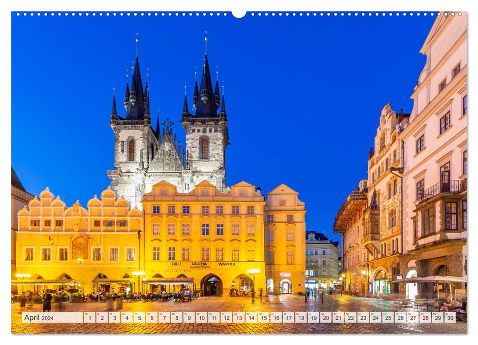 PRAGUE impressions de jour comme de nuit (Calvendo Premium Wall Calendar 2024) 