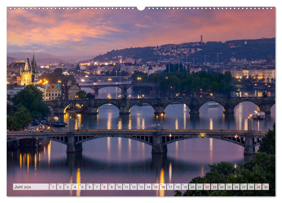 PRAGUE impressions de jour comme de nuit (Calvendo Premium Wall Calendar 2024) 