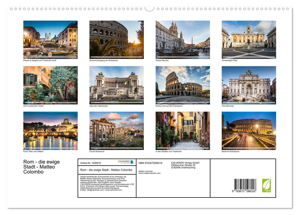Rome - la ville éternelle - Matteo Colombo (Calvendo Premium Wall Calendar 2024) 