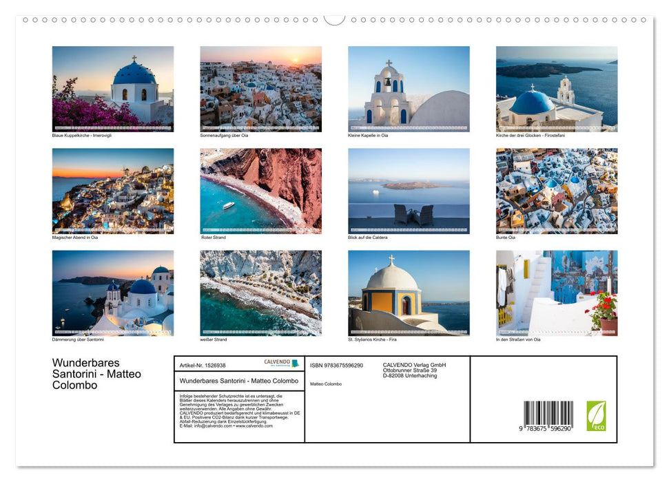Wunderbares Santorini - Matteo Colombo (CALVENDO Premium Wandkalender 2024)