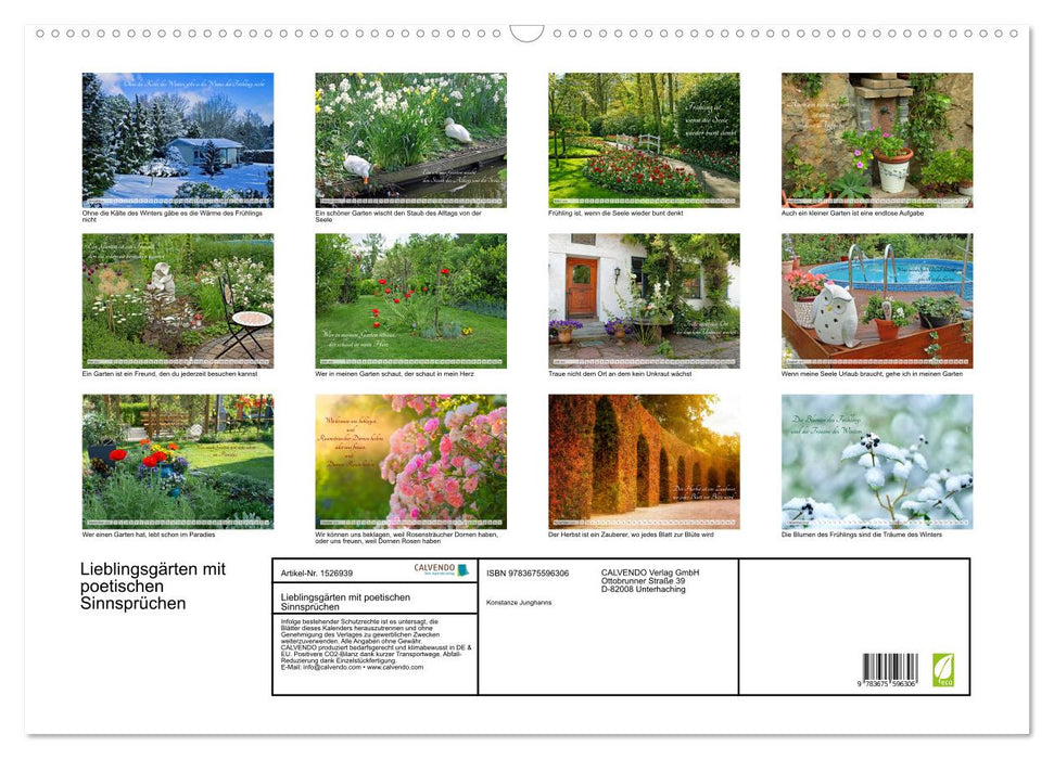 Lieblingsgärten mit poetischen Sinnsprüchen (CALVENDO Wandkalender 2024)