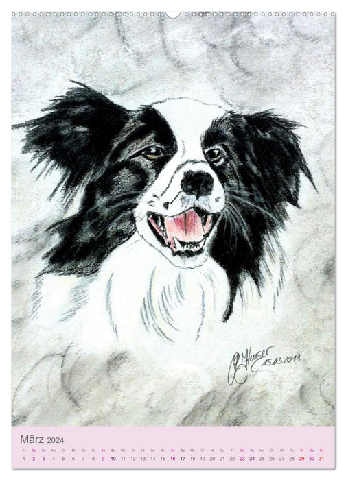 Dogs - Enchanting portrait drawings (CALVENDO Premium Wall Calendar 2024) 