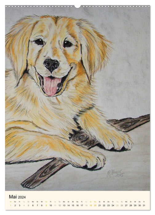 Dogs - Enchanting portrait drawings (CALVENDO Premium Wall Calendar 2024) 