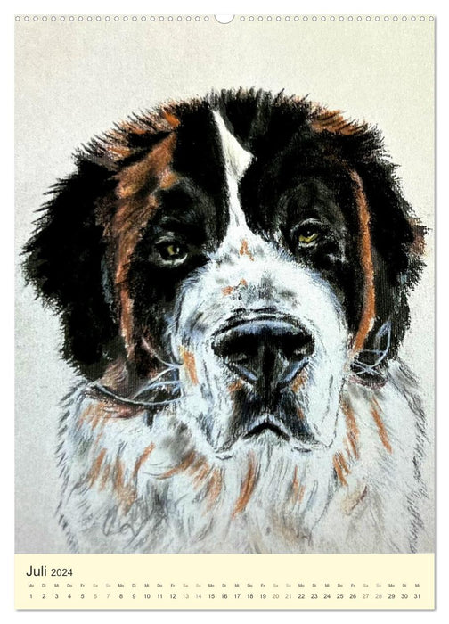 Dogs - Enchanting portrait drawings (CALVENDO Premium Wall Calendar 2024) 