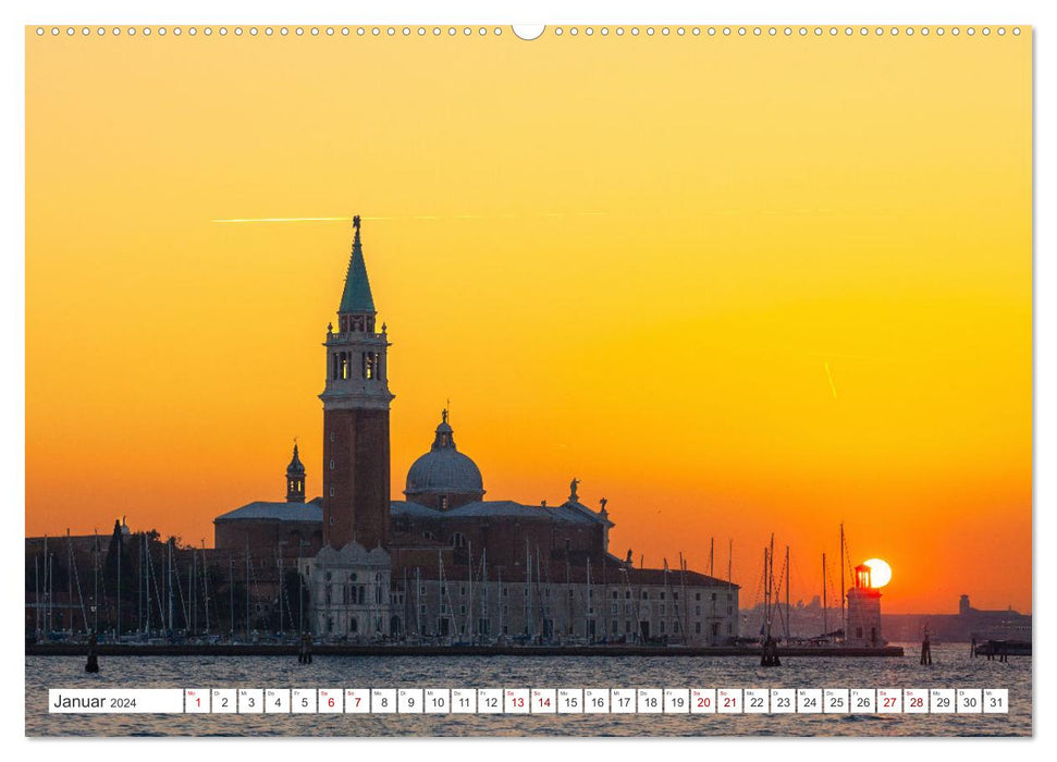 Venedig und Burano - Lagunenstadt und bunte Häuser (CALVENDO Wandkalender 2024)