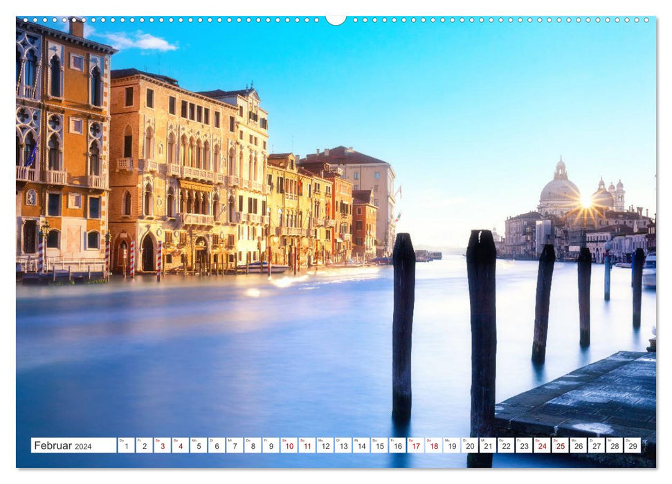 Venedig und Burano - Lagunenstadt und bunte Häuser (CALVENDO Wandkalender 2024)