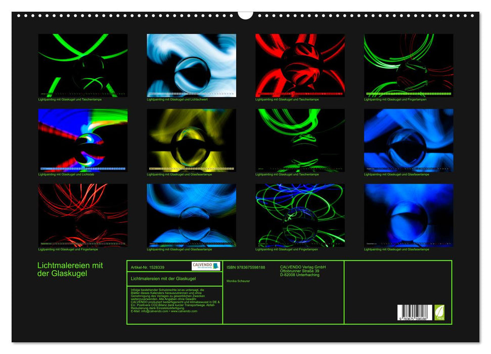 Tableaux lumineux avec la boule de verre (Calendrier mural CALVENDO 2024) 