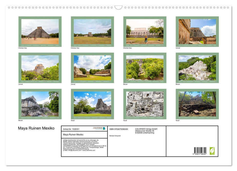Mayan Ruins Mexico (CALVENDO Wall Calendar 2024) 