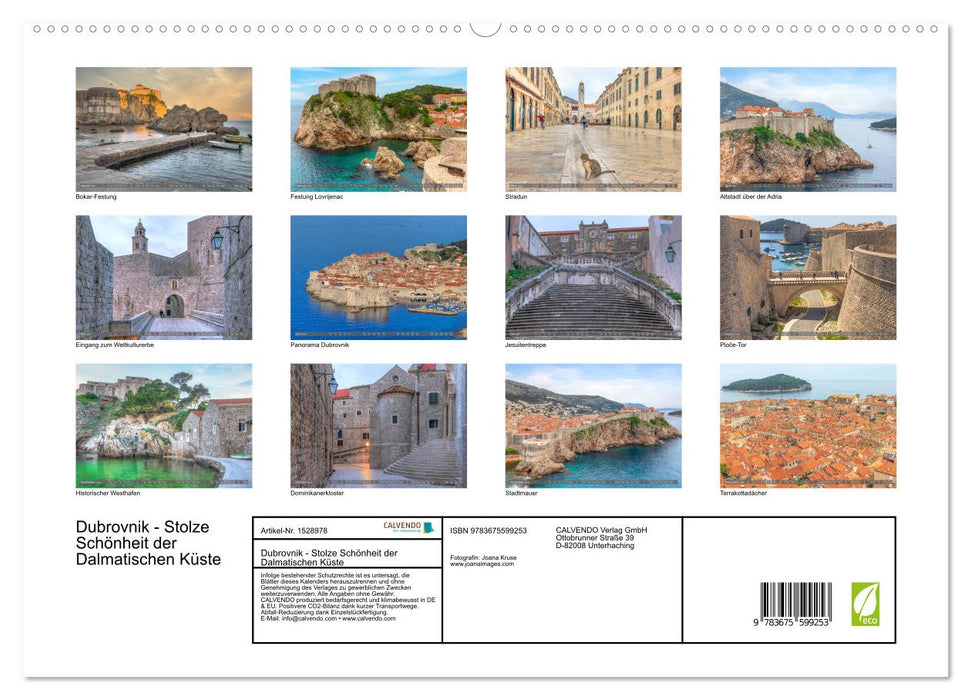 Dubrovnik - Proud Beauty of the Dalmatian Coast (CALVENDO Premium Wall Calendar 2024) 