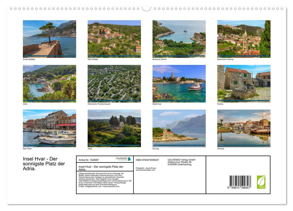 Island of Hvar - The sunniest place in the Adriatic (CALVENDO Premium Wall Calendar 2024) 