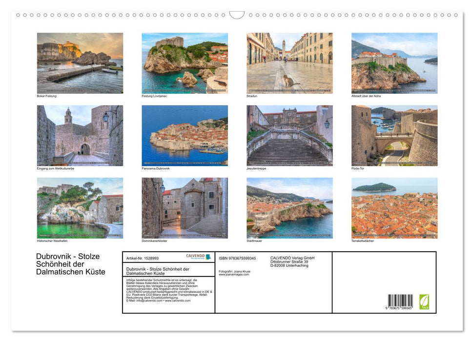 Dubrovnik - Proud Beauty of the Dalmatian Coast (CALVENDO Wall Calendar 2024) 