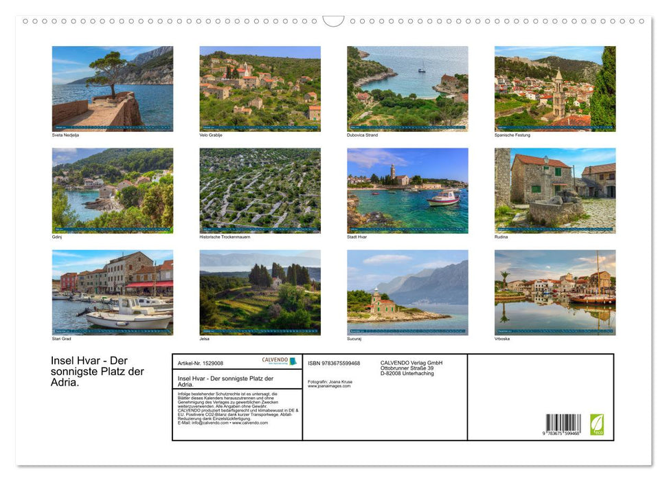 Island of Hvar - The sunniest place in the Adriatic (CALVENDO wall calendar 2024) 