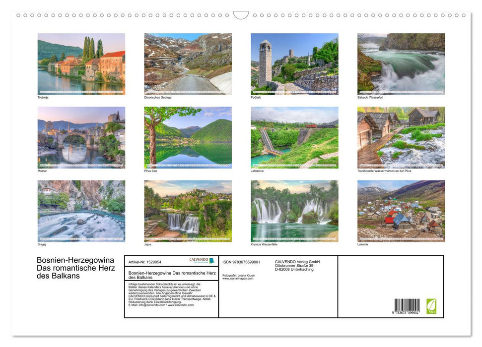 Bosnia-Herzegovina The romantic heart of the Balkans (CALVENDO wall calendar 2024) 