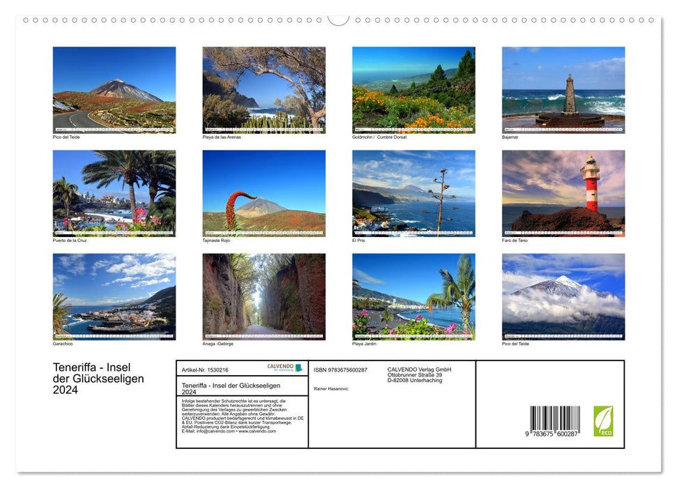 Tenerife Island of the Blissful (CALVENDO Premium Wall Calendar 2024) 