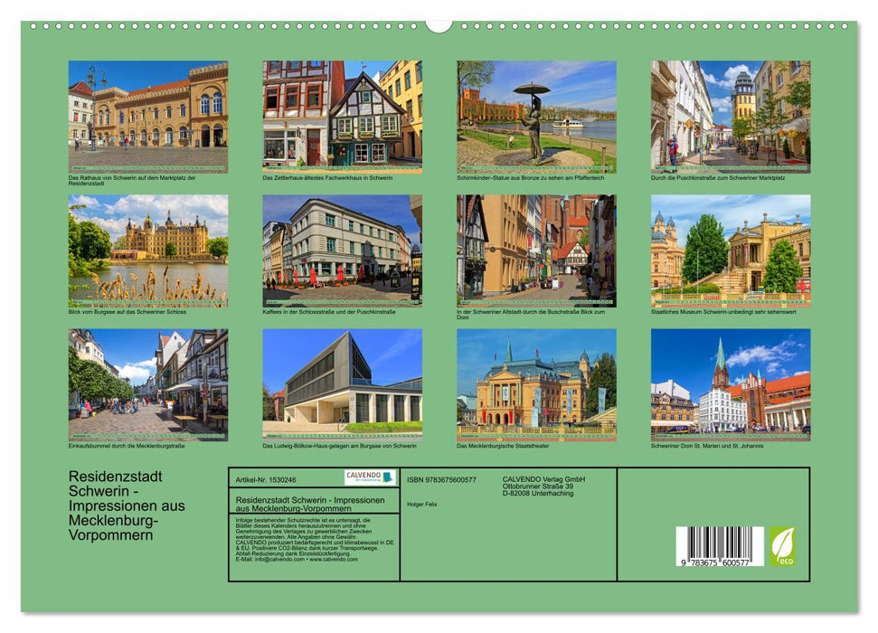 Residenzstadt Schwerin - Impressionen aus Mecklenburg-Vorpommern (CALVENDO Premium Wandkalender 2024)