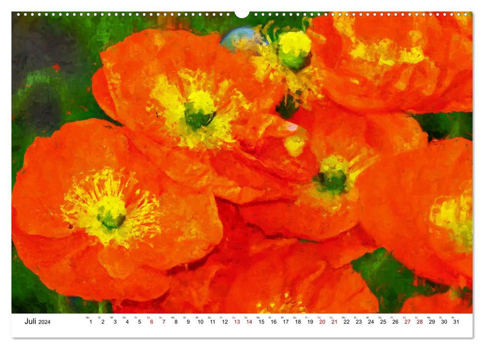 Bunte Mohnblumen - Impressionen der Mohnblüte in Acrylfarbe (CALVENDO Premium Wandkalender 2024)