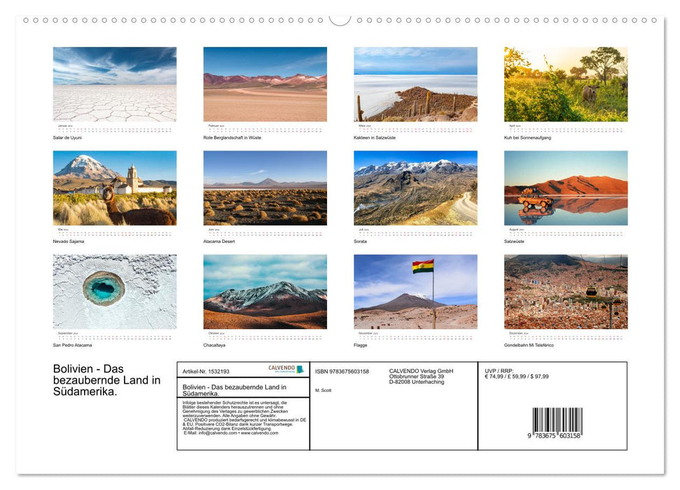 Bolivien - Das bezaubernde Land in Südamerika. (CALVENDO Premium Wandkalender 2024)