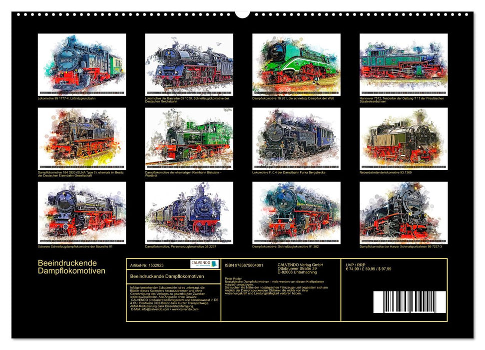 Impressive steam locomotives (CALVENDO Premium Wall Calendar 2024) 