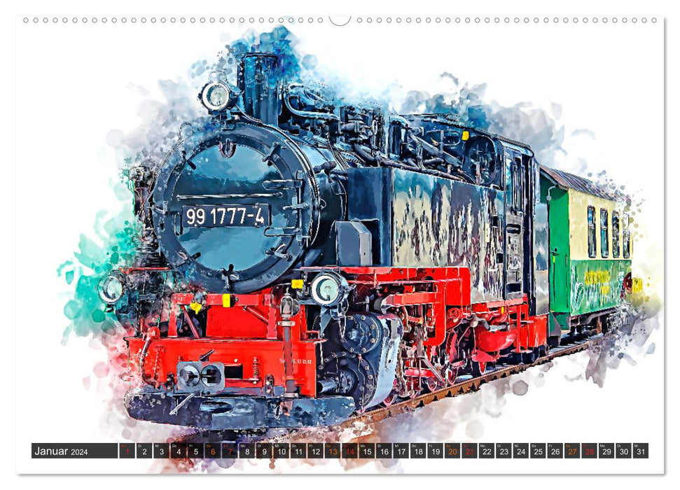 Locomotives à vapeur impressionnantes (Calendrier mural CALVENDO Premium 2024) 