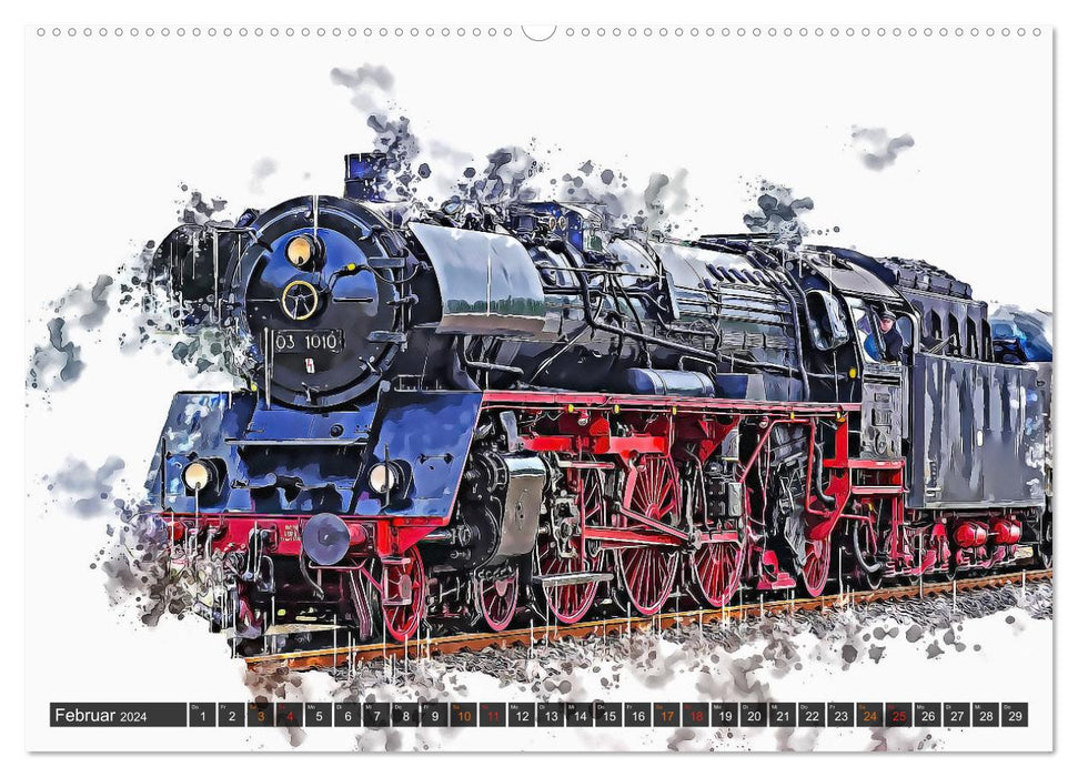 Impressive steam locomotives (CALVENDO Premium Wall Calendar 2024) 