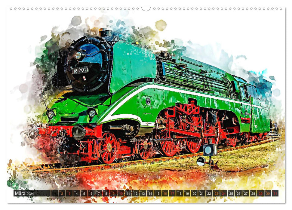 Impressive steam locomotives (CALVENDO Premium Wall Calendar 2024) 