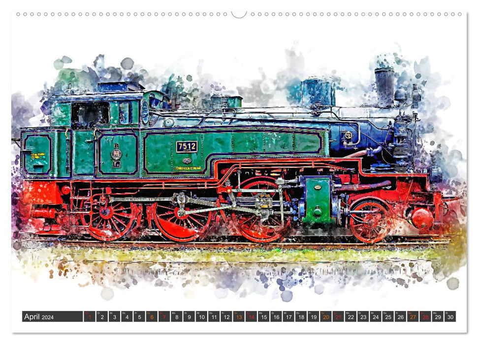 Impressive steam locomotives (CALVENDO Premium Wall Calendar 2024) 