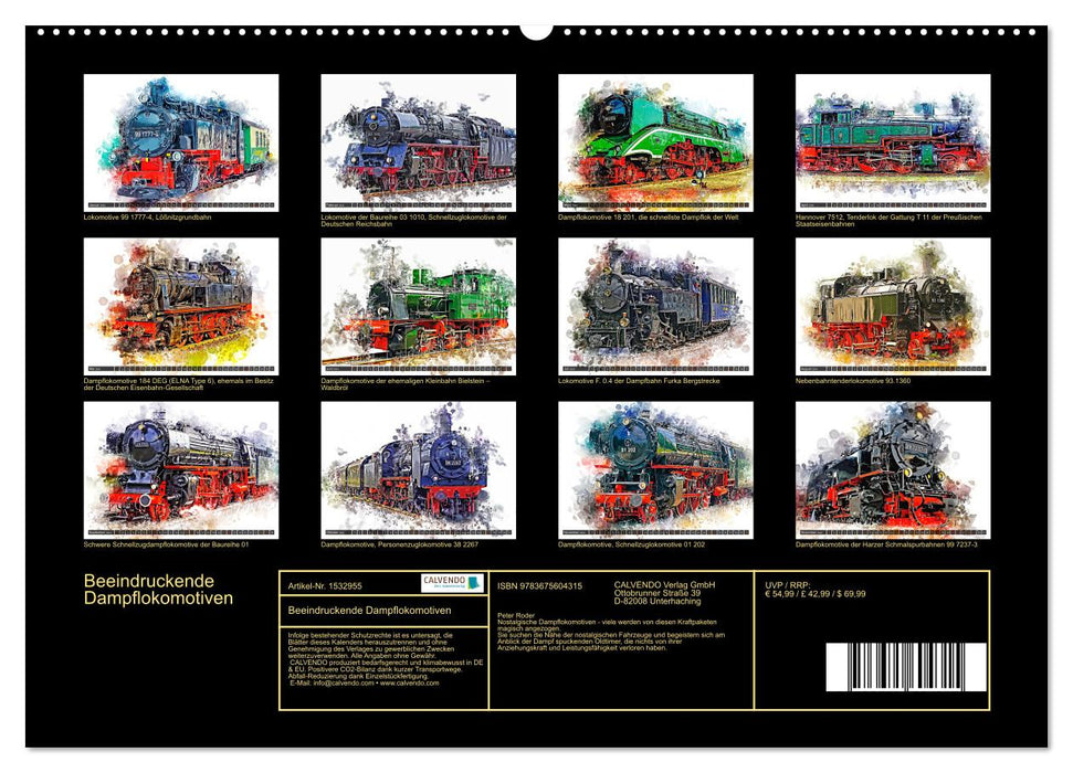 Impressive steam locomotives (CALVENDO wall calendar 2024) 