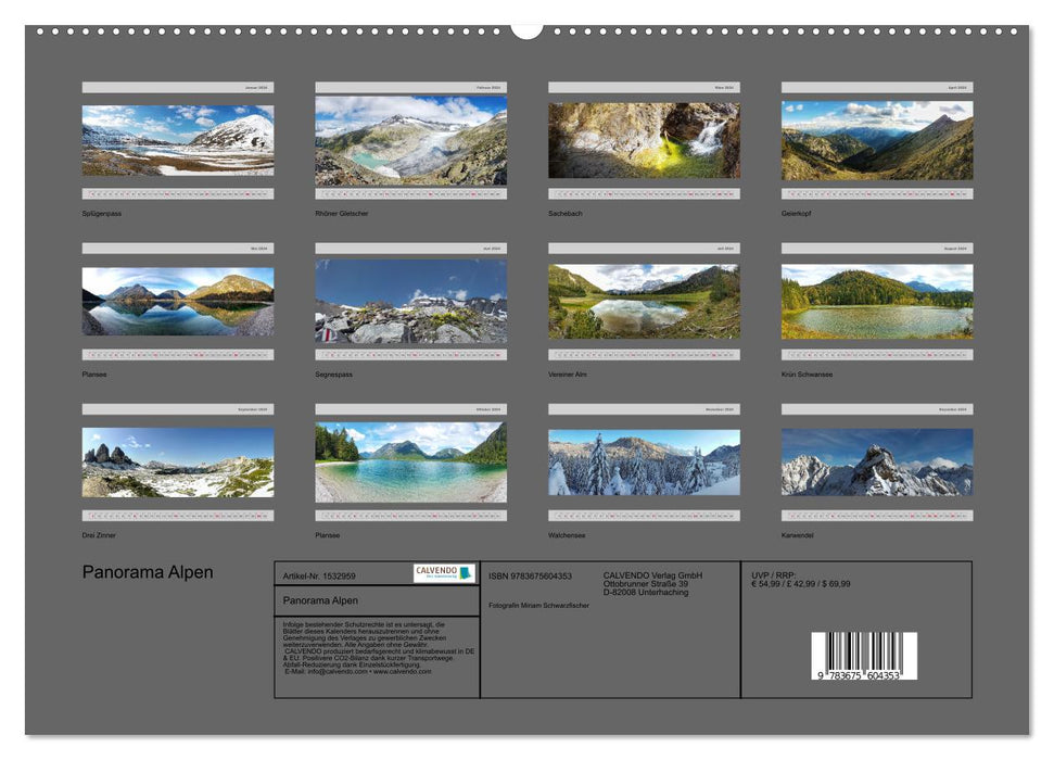 Panorama Alpes (Calendrier mural CALVENDO 2024) 