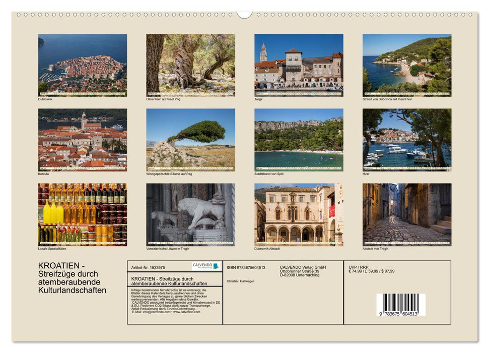 Croatia - forays through breathtaking cultural landscapes (CALVENDO Premium Wall Calendar 2024) 