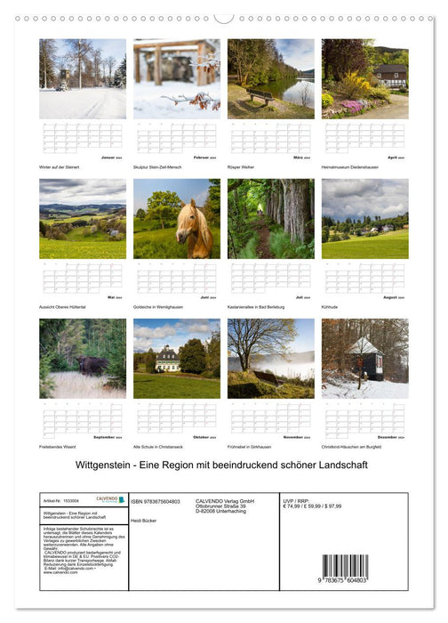 Wittgenstein - A region with impressively beautiful landscape (CALVENDO Premium Wall Calendar 2024) 