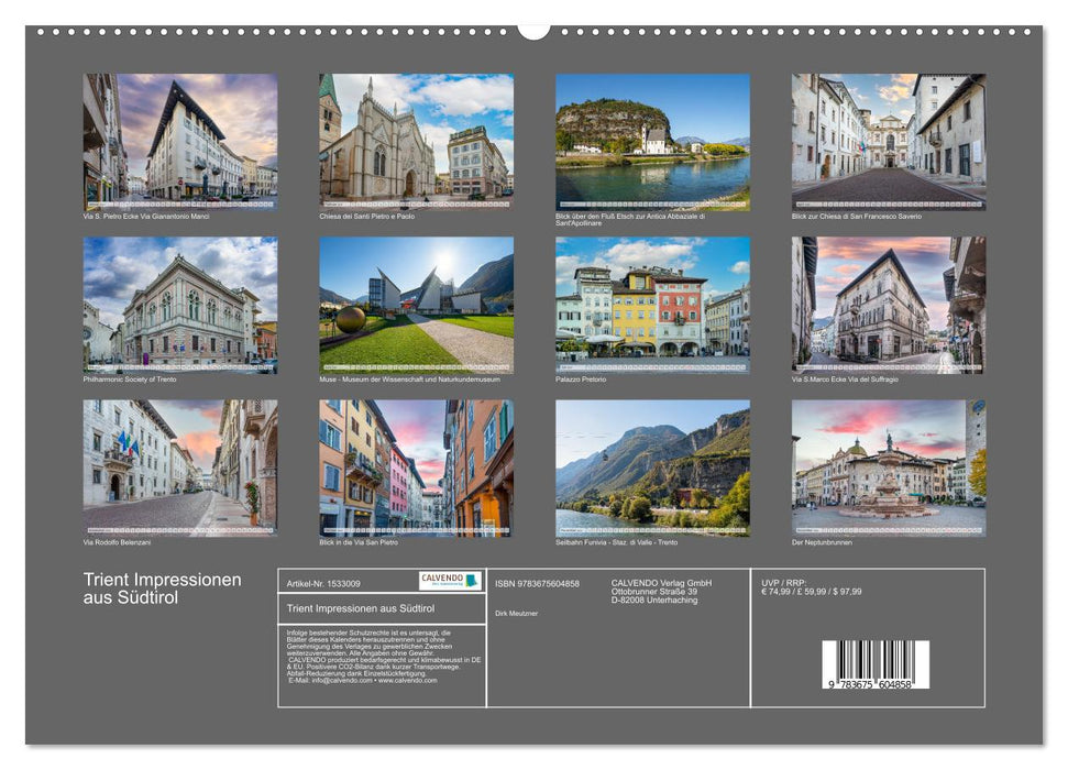 Trento impressions from South Tyrol (CALVENDO Premium wall calendar 2024) 