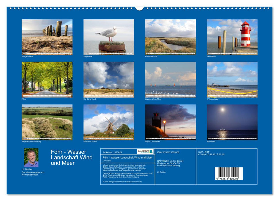 Föhr - Water Landscape Wind and Sea (CALVENDO Premium Wall Calendar 2024) 