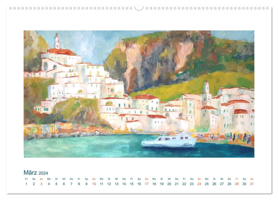 Colors of longing - landscape painting with impressions of coasts, harbors and the sea (CALVENDO Premium Wall Calendar 2024) 
