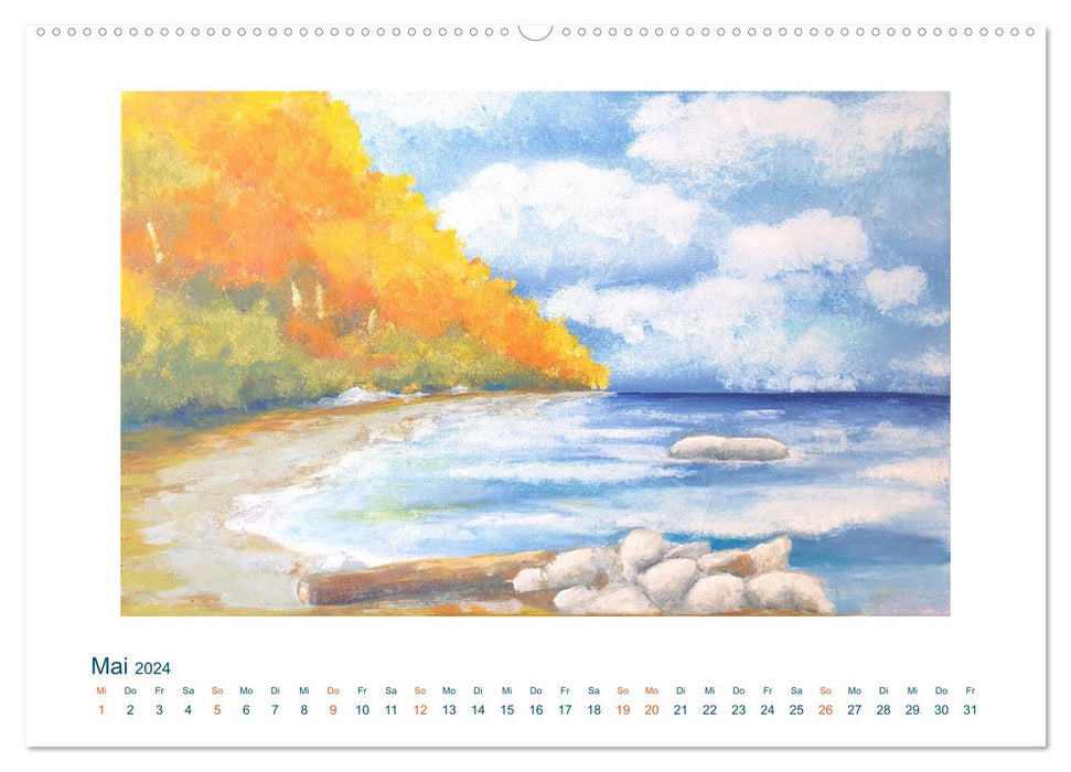 Farben der Sehnsucht - Landschaftsmalerei mit Impressionen von Küsten, Häfen und Meer (CALVENDO Premium Wandkalender 2024)