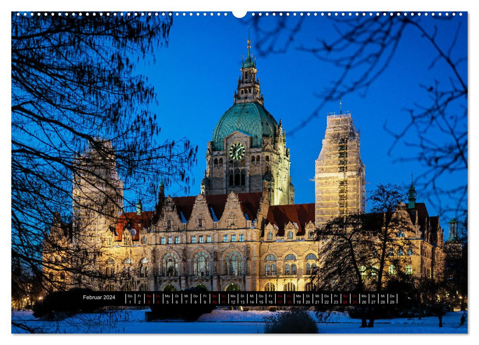 HANNOVER ... when night falls (CALVENDO Premium Wall Calendar 2024) 