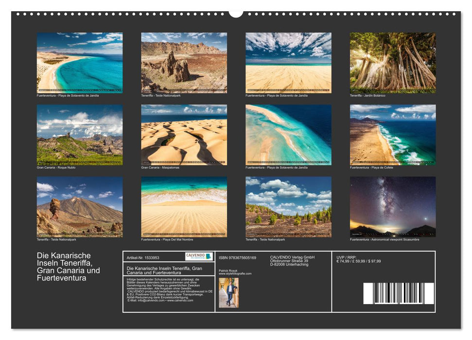 Die Kanarische Inseln Teneriffa, Gran Canaria und Fuerteventura (CALVENDO Premium Wandkalender 2024)