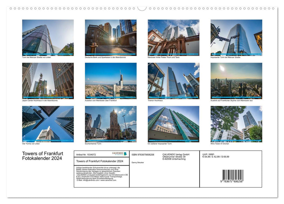 Towers of Frankfurt Fotokalender 2024 (CALVENDO Wandkalender 2024)