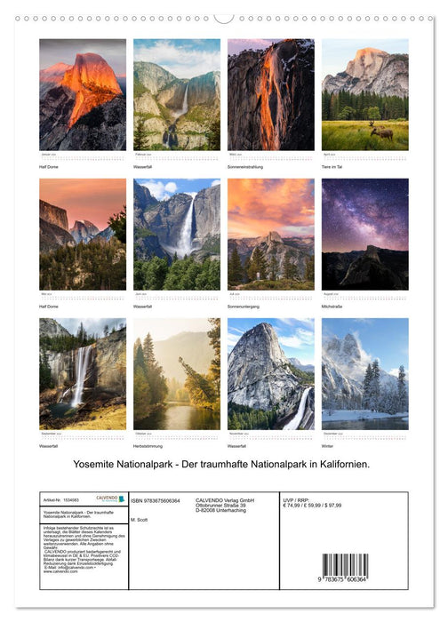 Yosemite National Park - The beautiful national park in California. (CALVENDO Premium Wall Calendar 2024) 