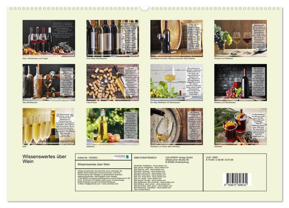 Wissenswertes über Wein (CALVENDO Premium Wandkalender 2024)