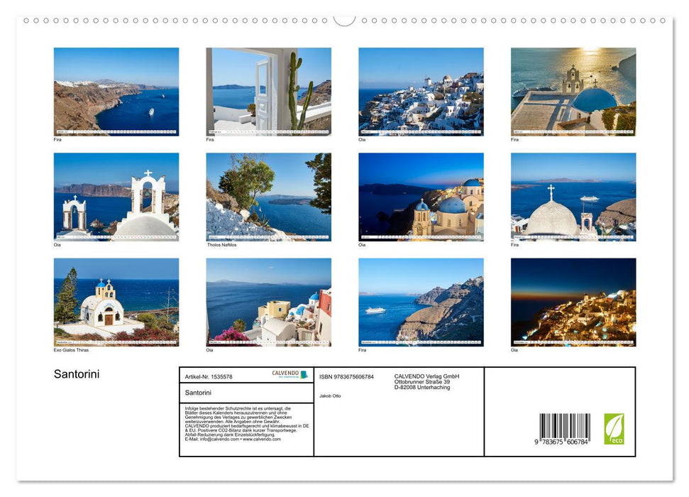 Santorini - Radiant white at the Caldera (CALVENDO Premium Wall Calendar 2024) 