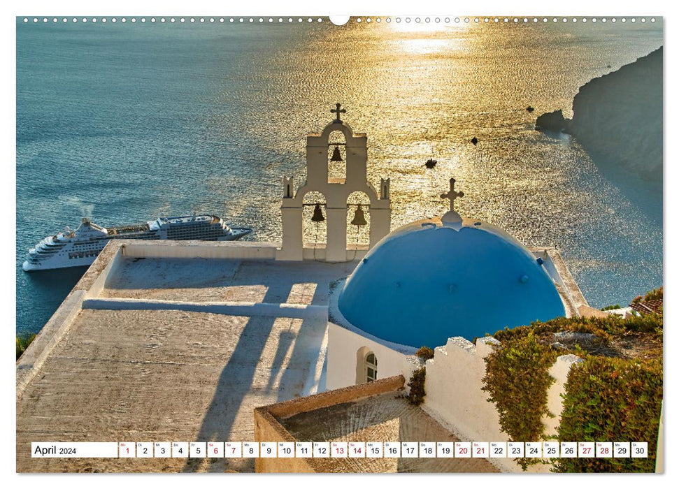 Santorini - Radiant white at the Caldera (CALVENDO Premium Wall Calendar 2024) 